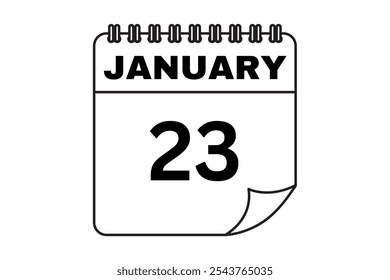 January - 23 Calendar Icon. Calendar Icon with white background. Flat style. Date, day and month.