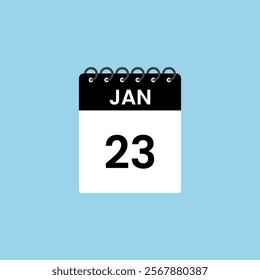 January 23 calendar reminder. 23rd January Date Month calendar icon design template.