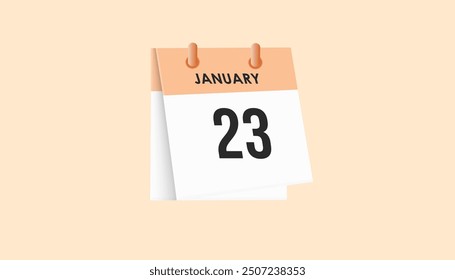 January 23 - calendar and Time planner. Daily Calendar Icon reminder. Vector Illustration.