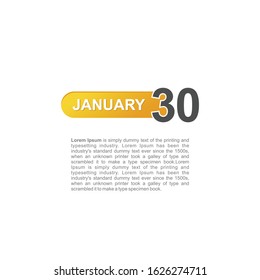 January 23, calender vector for reminder or celebration day. Template design for date and time agenda.
