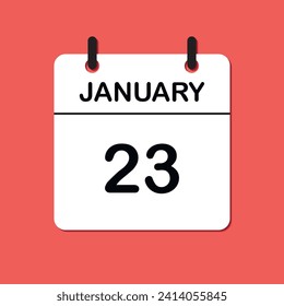 January 23.  Daily Calendar icon for design. Simple design for business brochure, flyer, print media, advertisement. Easily editable.