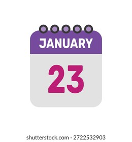 23 de janeiro ícone vetor começa com página de calendário colorida