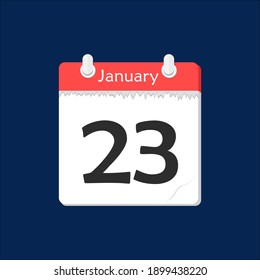 January 23. Vector flat daily calendar icon. Date and time, day, month. Holiday.
