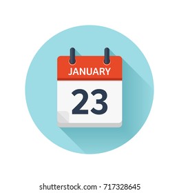 January 23. Vector flat daily calendar icon. Date and time, day, month 2018. Holiday. Season.