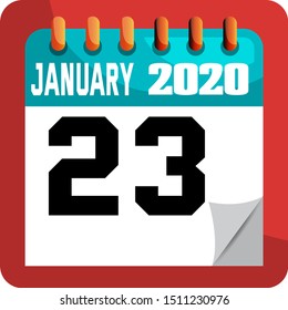
JANUARY 23 year 2020 . Vector flat daily calendar icon. Date and time, day, month. Holiday.