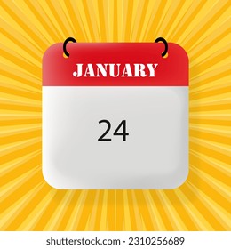 24. Januar Banner. Reden Sie Blase mit Text vom 24. Januar. Geschäftskonzept. 3D-Abbildung. Pop Art Stil. Vektorsymbol für Business und Werbung.