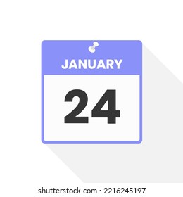 Icono del calendario del 24 de enero. Ilustración vectorial de icono de calendario de fecha, mes