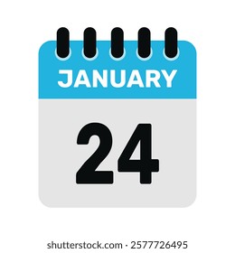 january 24 calendar icon and Time planner Daily Calendar reminder Vector design Illustration.