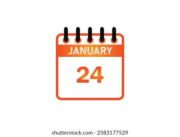 January 24, Calendar icon and Time planner Daily Calendar reminder. Vector illustration. Date day of month Sunday, Monday, Tuesday, Wednesday, Thursday, Friday, Saturday. Holidays in January.