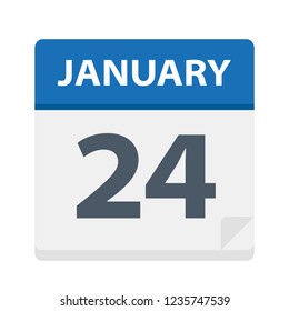 January 24 - Calendar Icon - Vector Illustration