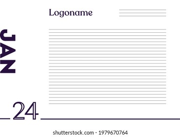 January 24 Calendar on notebook paper background with your logo