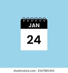 January 24 calendar reminder. 24th January Date Month calendar icon design template.