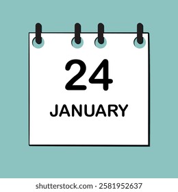 January 24. Daily Calendar icon for design. Simple design for business brochure, flyer, print media, advertisement. Easily editable.