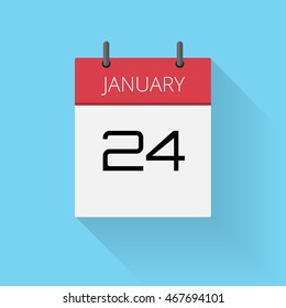 January 24, Daily calendar icon, Date and time, day, month, Holiday, Flat designed Vector Illustration