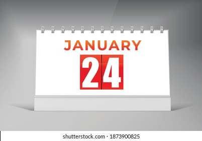 January 24 Desk Calendar Design Template. Single Date Calendar Design.