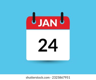 January 24. Flat icon calendar isolated on blue background. Date and month vector illustration