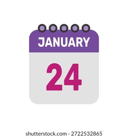 24 de janeiro ícone vetor começa com página de calendário colorida