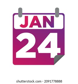 January 24. Single day calendar. minimalist flat illustration in purple color. eps 10