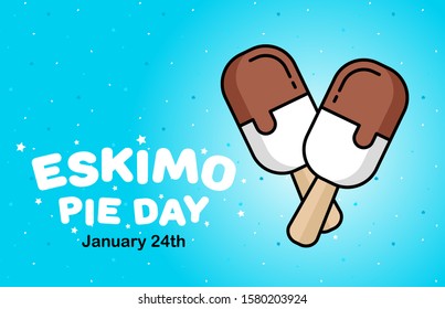 January 24 is a sweet holiday, International Eskimo Pie Day. Ice cream in a heart shaped chocolate poured fragrant. banner, flyer, card. Vector 