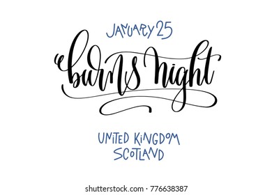 january 25 - burns night - united kingdom scotland, hand lettering inscription text to winter holiday design, calligraphy vector illustration