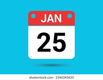 January 25 Calendar Date Flat Icon Day 25 Vector Illustration