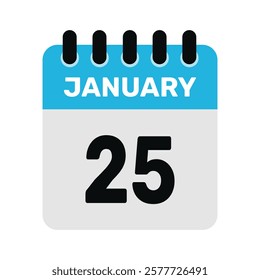 january 25 calendar icon and Time planner Daily Calendar reminder Vector design Illustration.