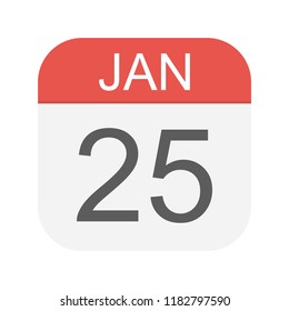 January 25 - Calendar Icon - Vector Illustration