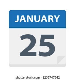 January 25 - Calendar Icon - Vector Illustration