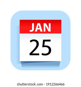 January 25. Calendar Icon. Vector Illustration.