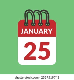 Enero 25 Ilustración vectorial de iconos de calendario.