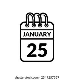 Enero 25 Ilustración vectorial de iconos de calendario.