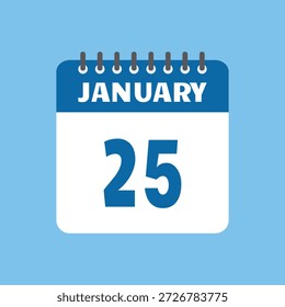 Enero 25 Calendario Icono Vector Página Mes Diseño