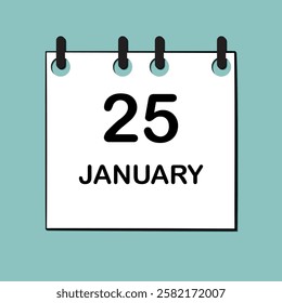 January 25. Daily Calendar icon for design. Simple design for business brochure, flyer, print media, advertisement. Easily editable.