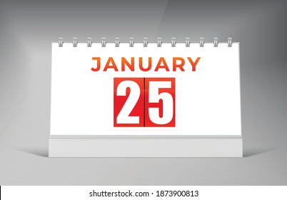 January 25 Desk Calendar Design Template. Single Date Calendar Design.