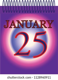 January 25 one day calendar vector