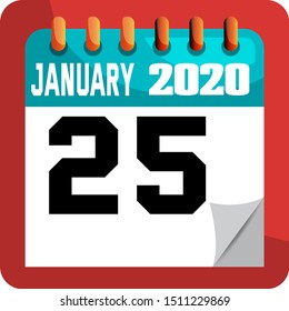 
JANUARY 25 . Vector flat daily calendar icon. Date and time, day, month. Holiday.