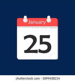 January 25. Vector flat daily calendar icon. Date and time, day, month. Holiday.
