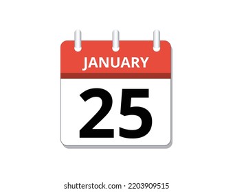 January, 25th calendar icon vector, concept of schedule, business and tasks
