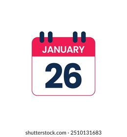 26 de janeiro Ícone de vetor de data do calendário, Dia do Calendário para Compromisso ou Prazo Final
