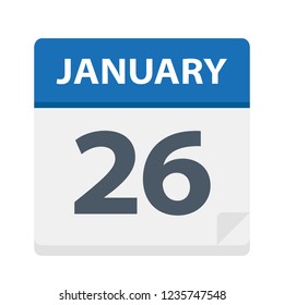 January 26 - Calendar Icon - Vector Illustration