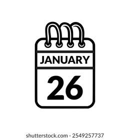 January 26 Calendar icon vector illustration.