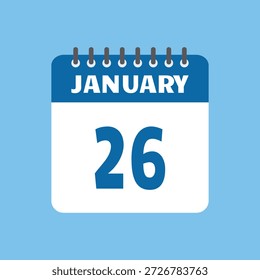 Enero 26 Calendario Icono Vector Página Mes Diseño