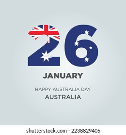 26 de enero Feliz Día de Australia Diseño. Número 26 hecho con la bandera australiana.