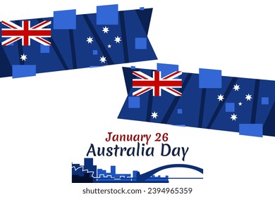 January 26, Happy Australia Day Vector Illustration. Suitable for greeting card, poster and banner. 