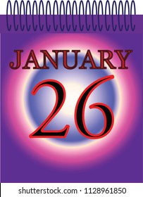 January 26 one day calendar vector