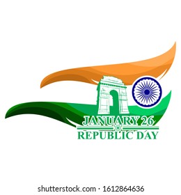 January 26, Republic day of India with national landmark vector illustration. Suitable for greeting card, poster and banner. 