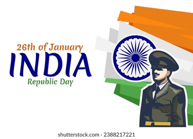 January 26, Republic day of India vector illustration. Suitable for greeting card, poster and banner. 