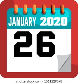 
JANUARY 26 . Vector flat daily calendar icon. Date and time, day, month. Holiday.