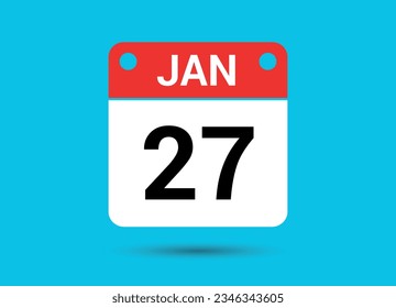 January 27 Calendar Date Flat Icon Day 27 Vector Illustration