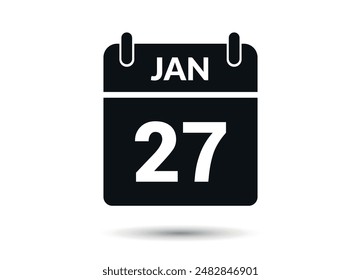 Icono plano de fecha de calendario del 27 de enero